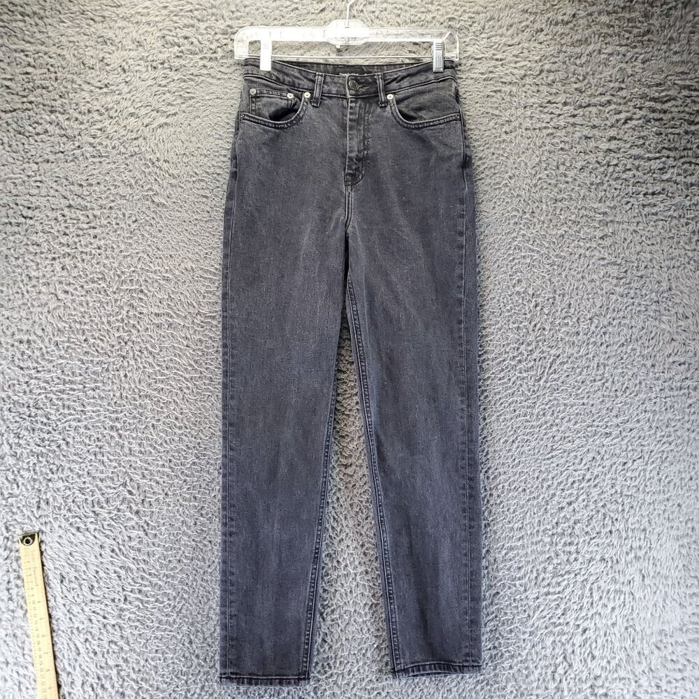 Frank And Oak Jeans Womens 26 Gray Tapered High-Waisted Stretch Denim Straight
